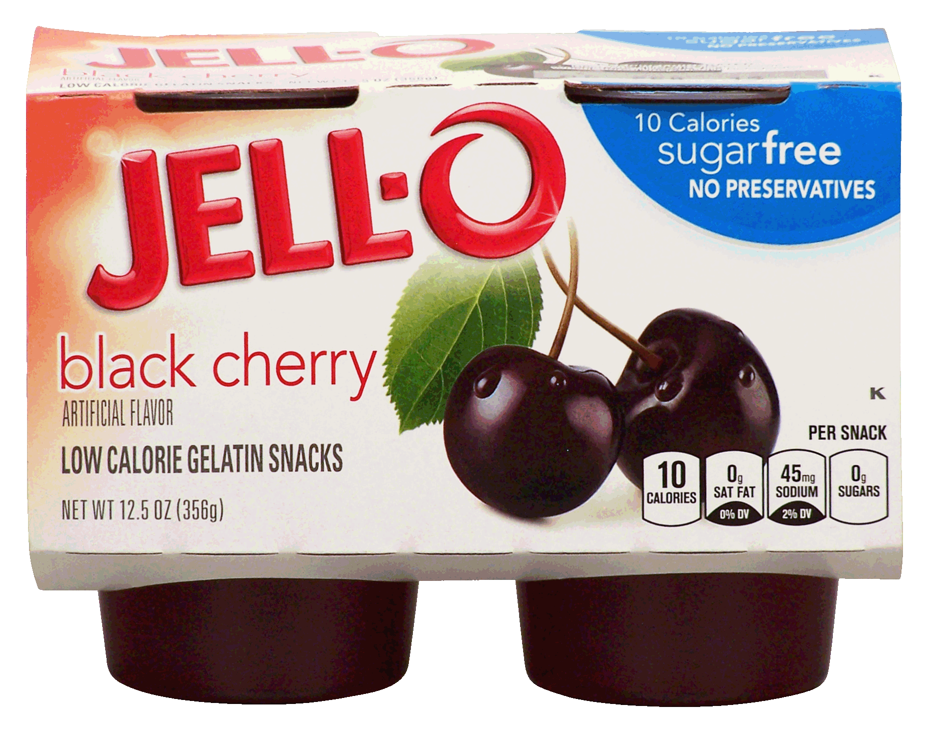 Jell-o  black cherry low calorie gelatin snacks, sugar free, 4 cups, refrigerated item Full-Size Picture